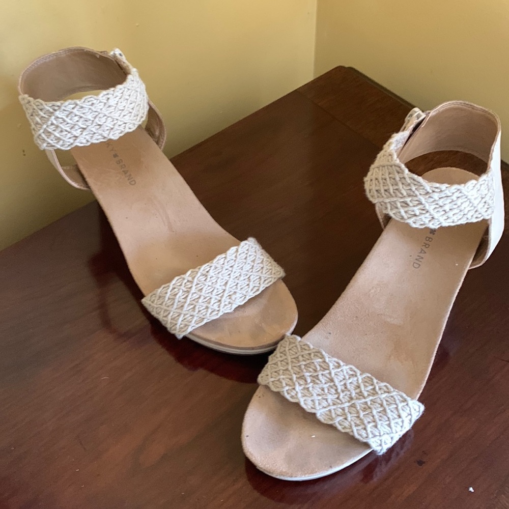 Lucky brand, leather suede wedge sandal